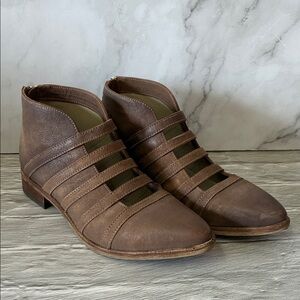 Free People Emma Swept Away Brown Leather Ankle Boots Size 39